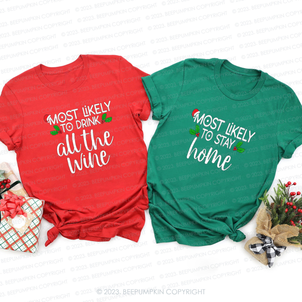 Personalized Most Likely To Funny Christmas Matching Family T-shirts Beepumpkin