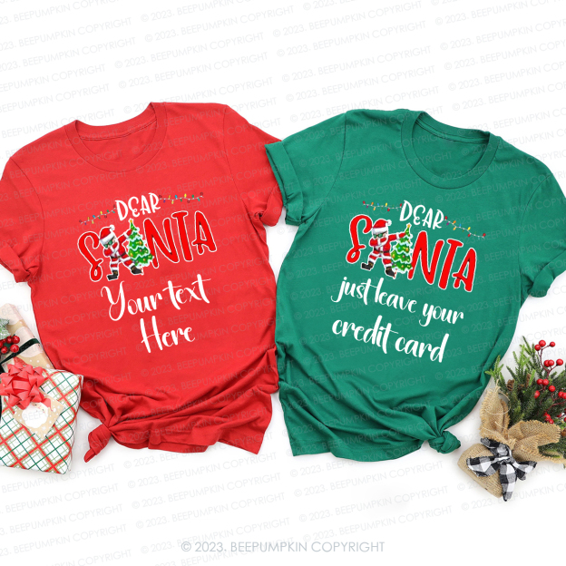 Personalized Crazy Dear Santa Christmas Family Matching Tees Beepumpkin