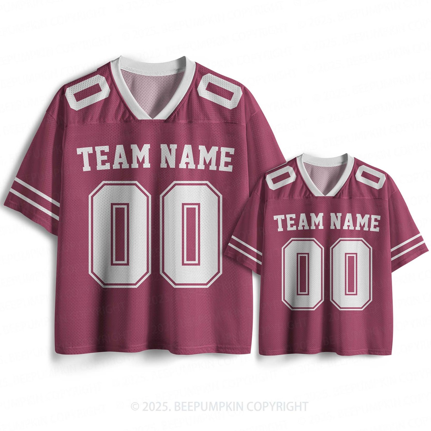 Personalized Team Name & Number Maroon Family Matching Sport Jersey Be