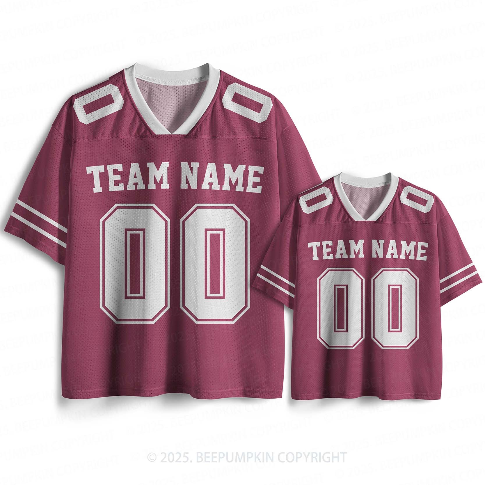 Personalized Team Name & Number Maroon Family Matching Sport Jersey Be