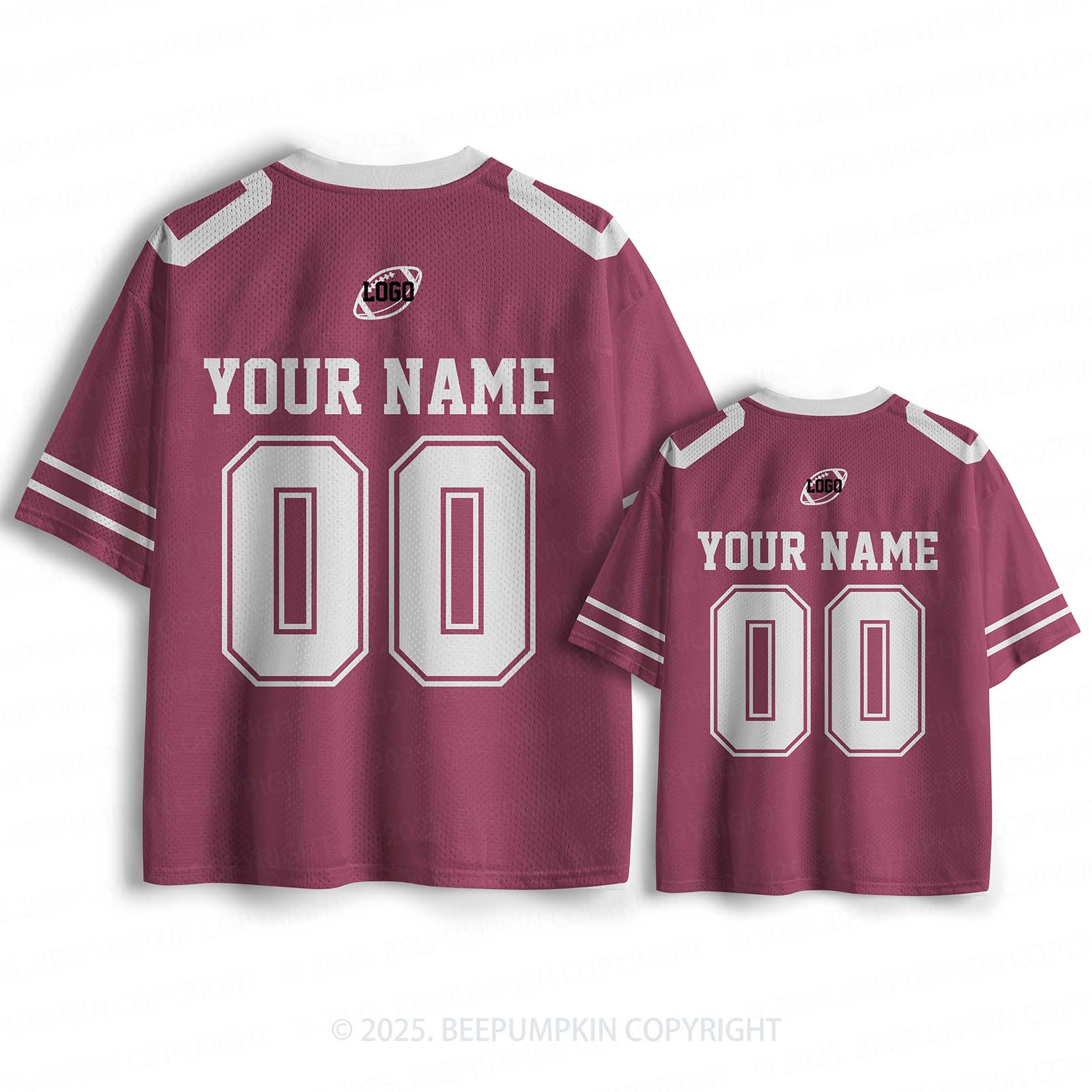 Personalized Team Name & Number Maroon Family Matching Sport Jersey Beepumpkin