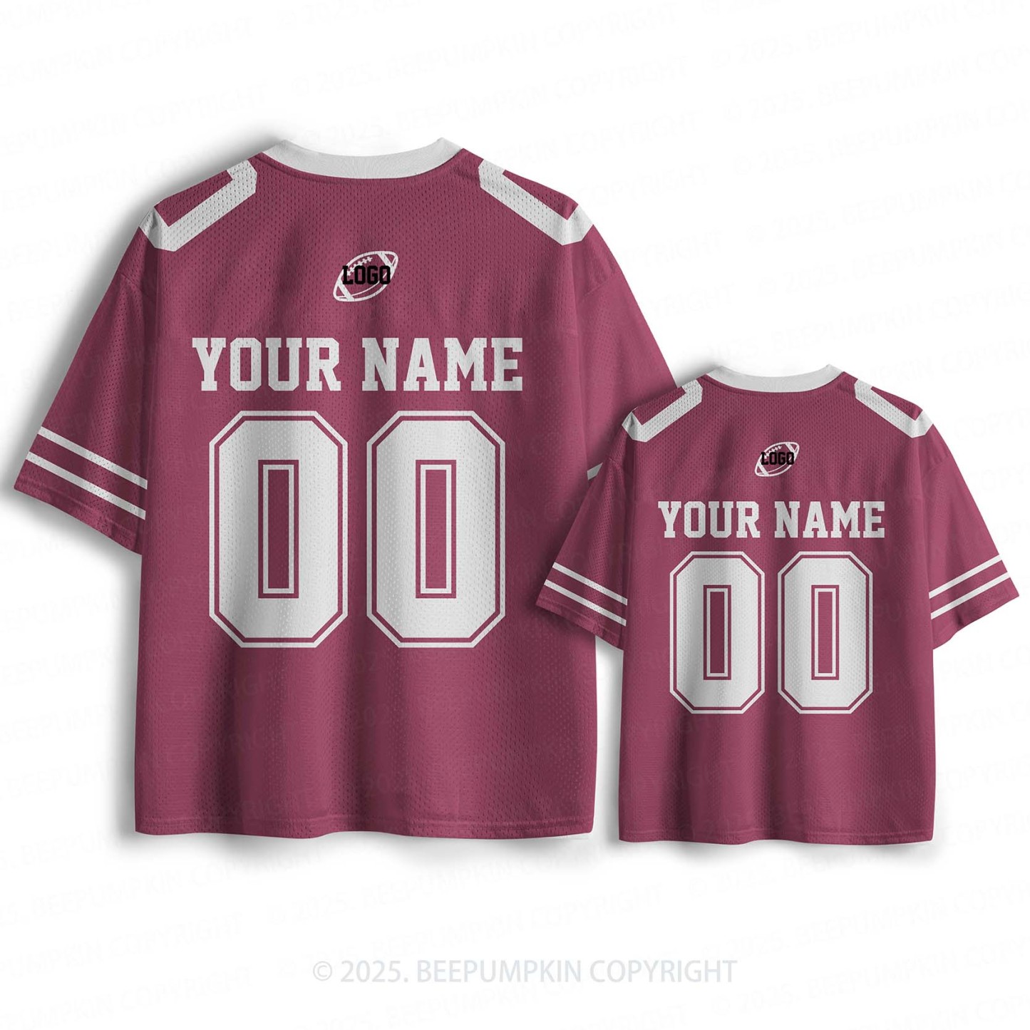 Personalized Team Name & Number Maroon Family Matching Sport Jersey Beepumpkin