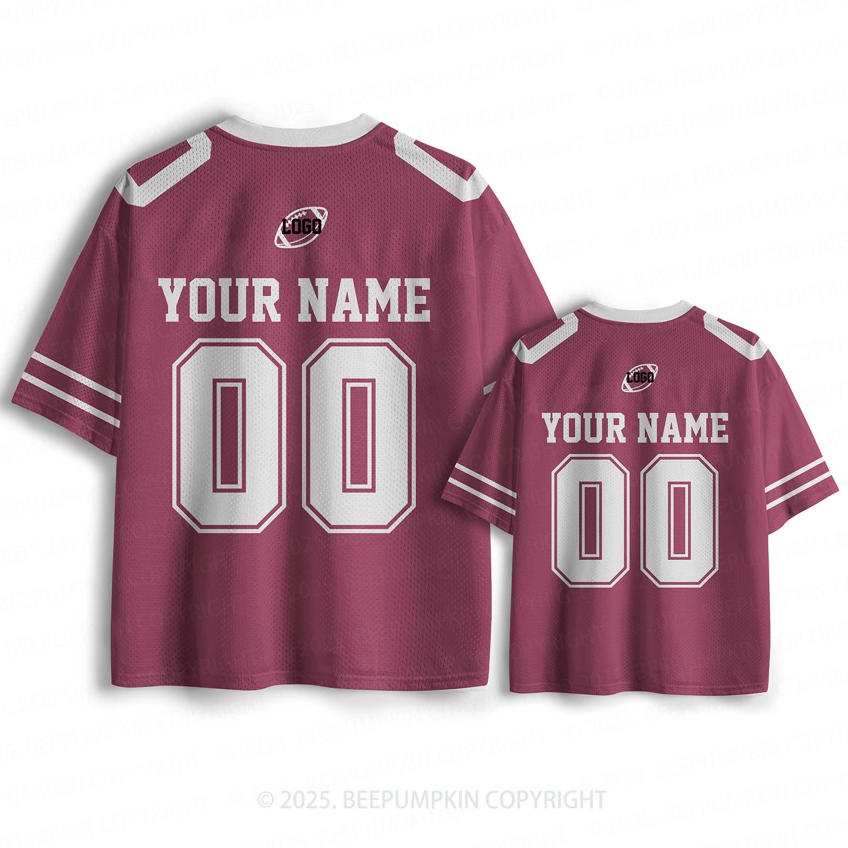 Personalized Team Name & Number Maroon Family Matching Sport Jersey Beepumpkin