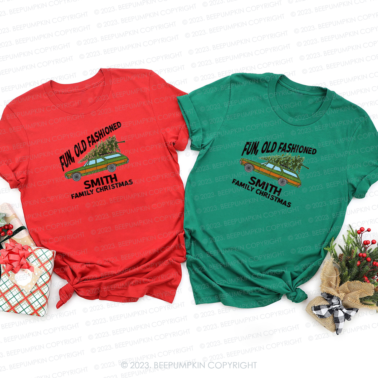 Custom Truck Tree Fun Old Fashioned Family Christmas Shirt
