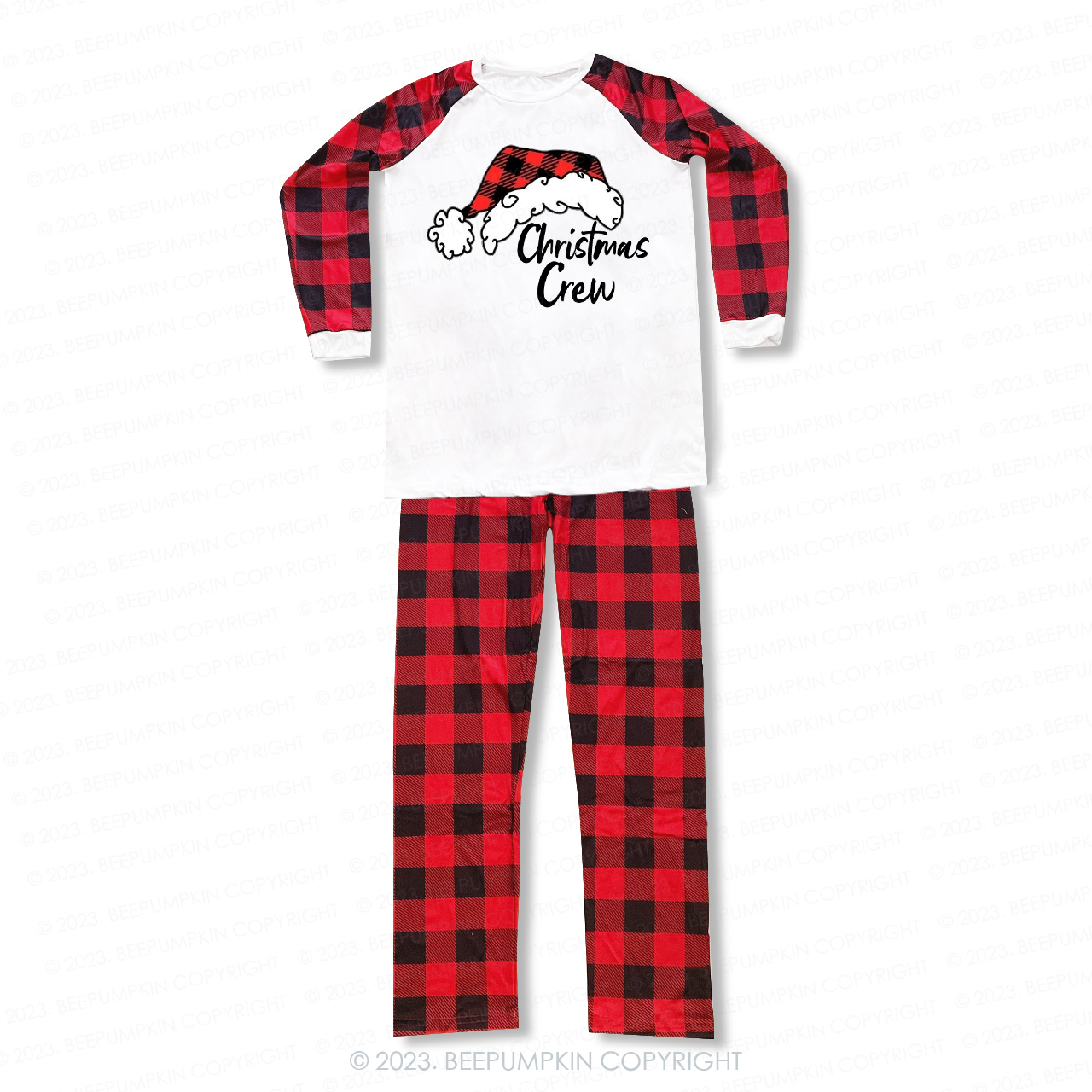 Christmas Crew Red Plaid Christmas Hat Family Matching Pajamas
