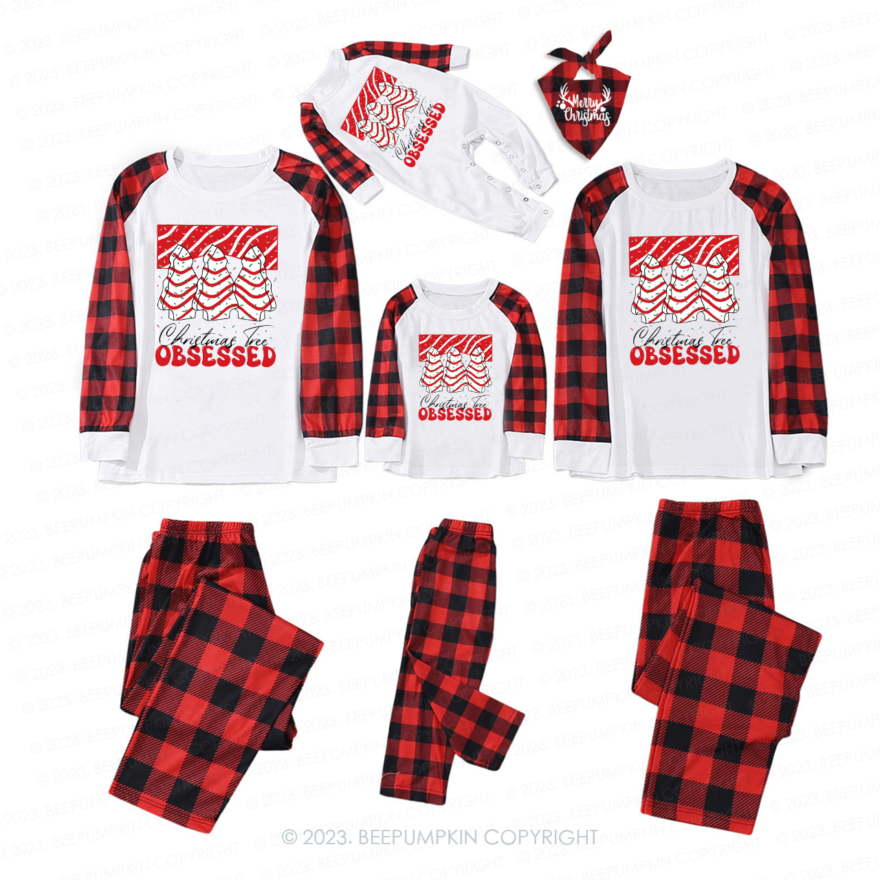 Christmas Tree Junkie Obsessed Retro Matching Pajamas