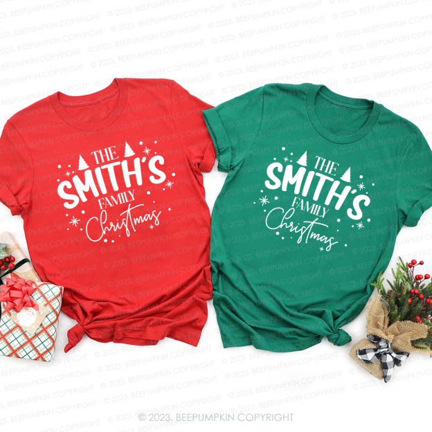 Personalized Custom Family Name Christmas Matching Shirts
