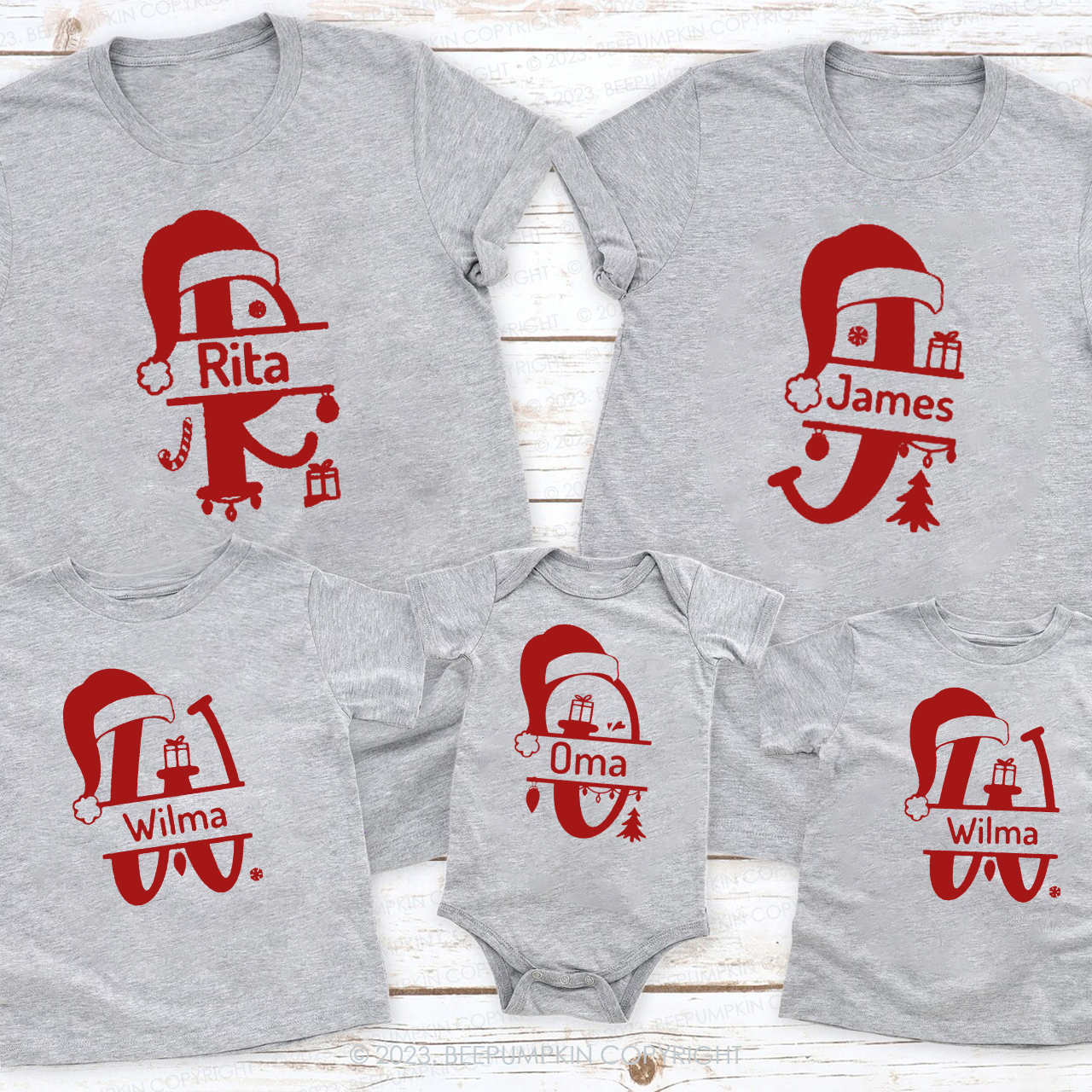 Personalized Monogrammed Family Christmas Shirt With Name