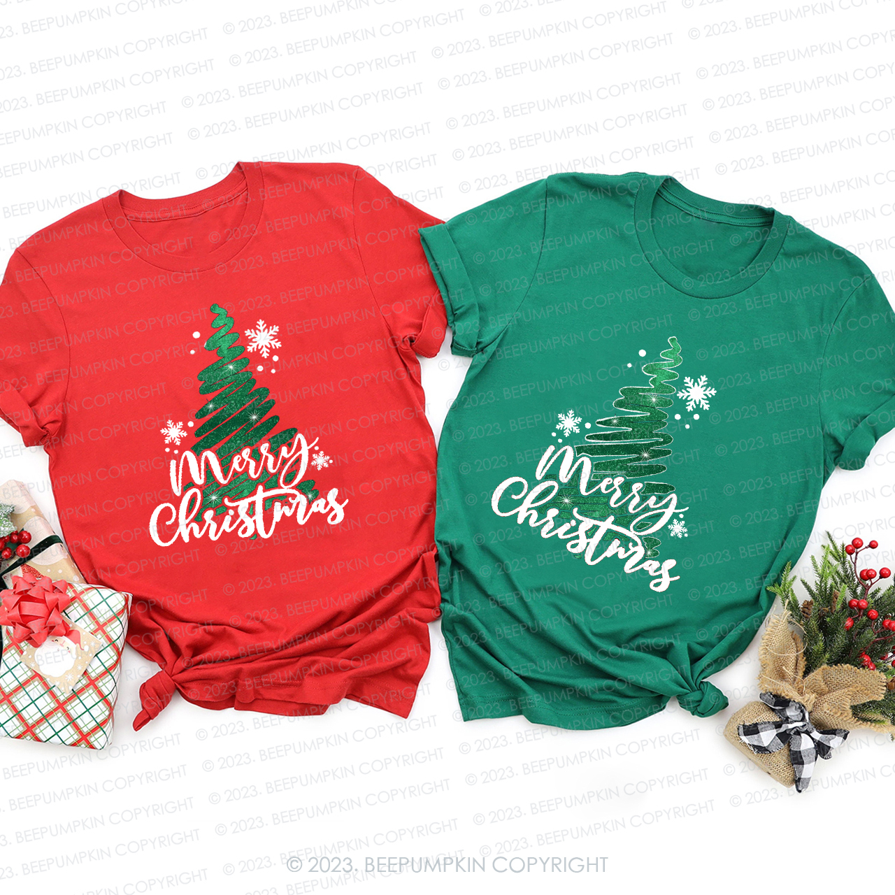 Christmas Tree Scribble Family Matching Shirts