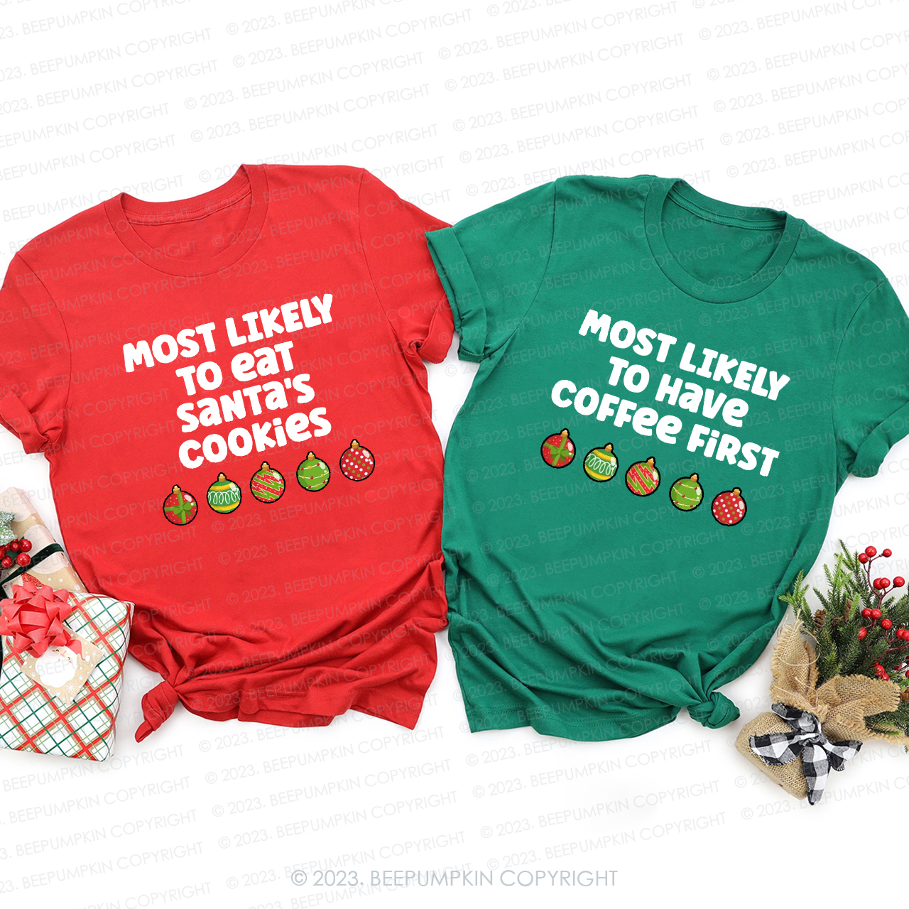 Personalized Most Likely To Funny Christmas Holiday Matching Shirts