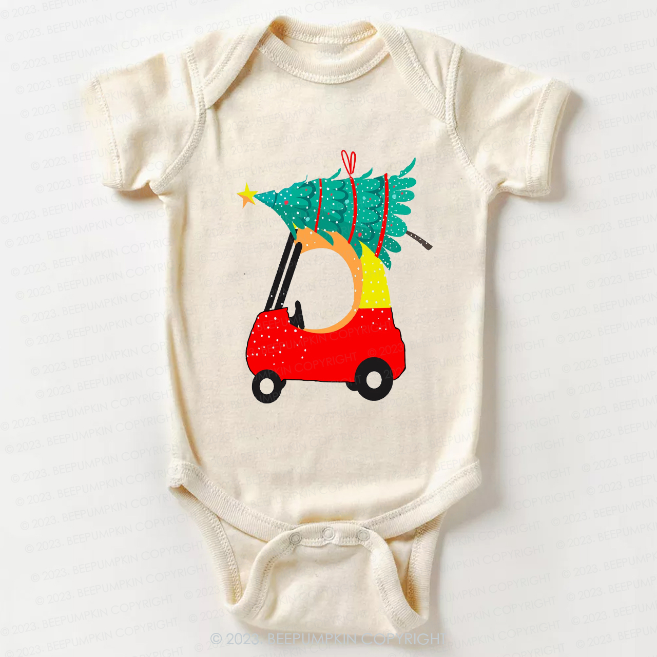 Q-version Convertible Carrying a Christmas Tree Bodysuit For Baby