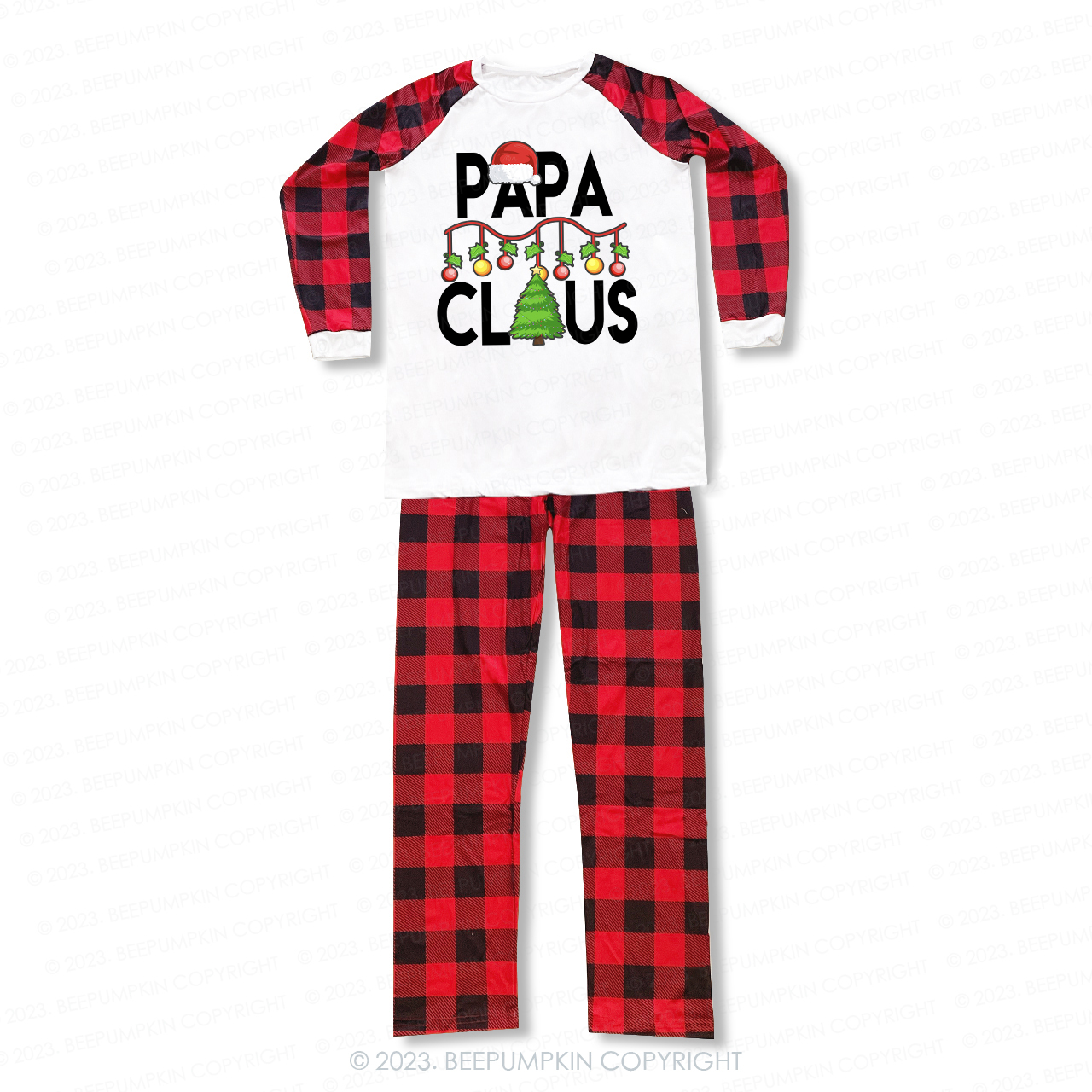 Personalized Cute Claus Christmas Candy Cane Matching Pajamas