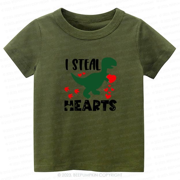 I Steal Hearts Dinosaur Valentine Day -Toddler Tees