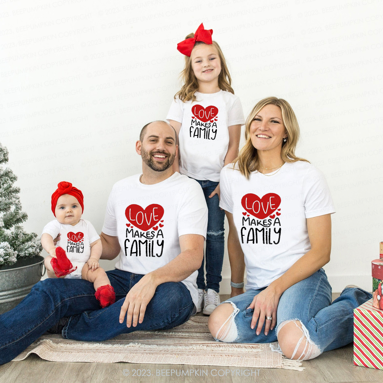 Love Makes A Family Valentines Matching Shirts