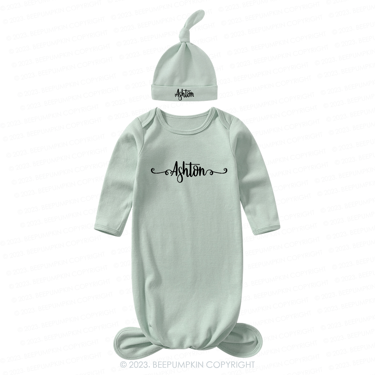  Unisex Knotted Baby Gown With Personalized Knotted Hat