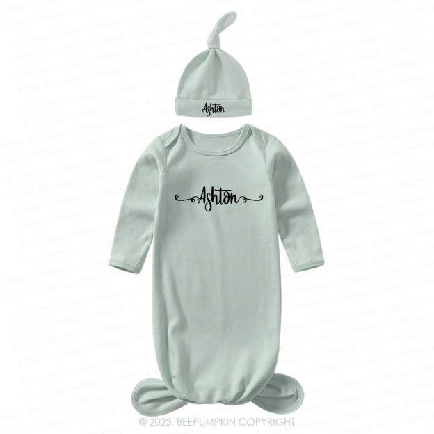  Unisex Knotted Baby Gown With Personalized Knotted Hat
