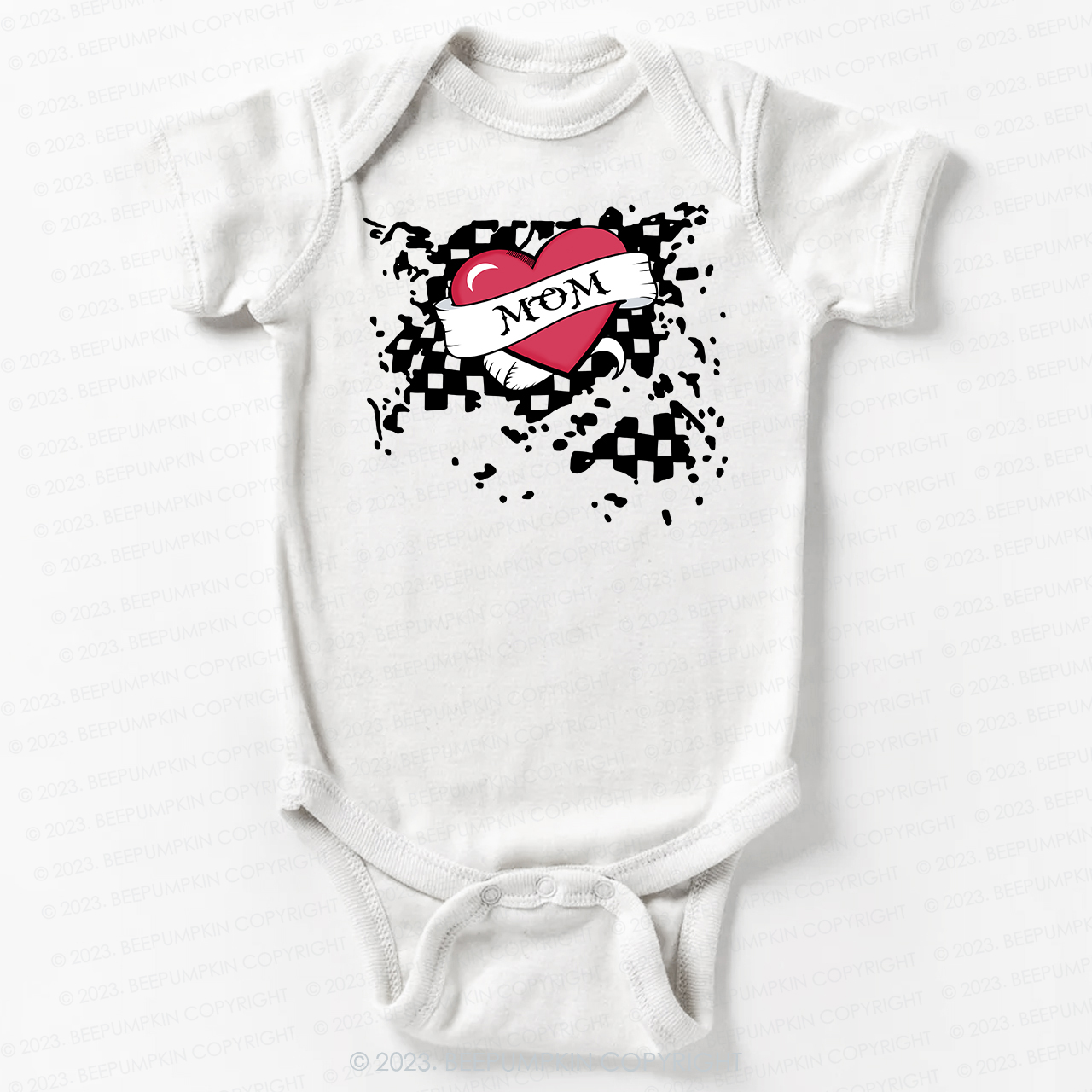 Mom Heart Trucker Bodysuit For Baby Valentines Day