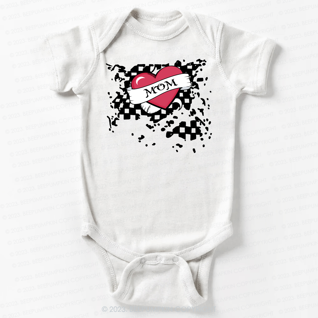 Mom Heart Trucker Bodysuit For Baby Valentines Day