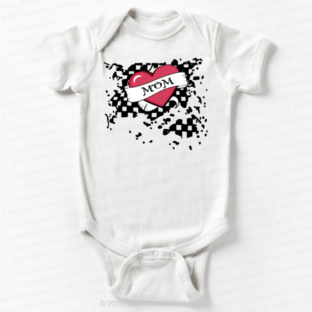 Mom Heart Trucker Bodysuit For Baby Valentines Day
