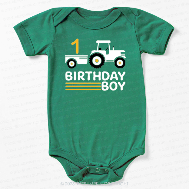 Boy Birthday Tractor Bodysuit For Baby