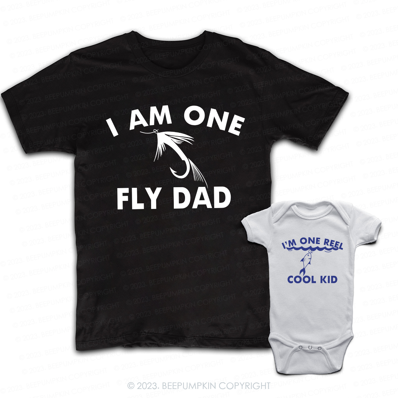 I'm One Fly Dad And I'm One Reel Cool Kid Dad & Me Matching T-Shirts 