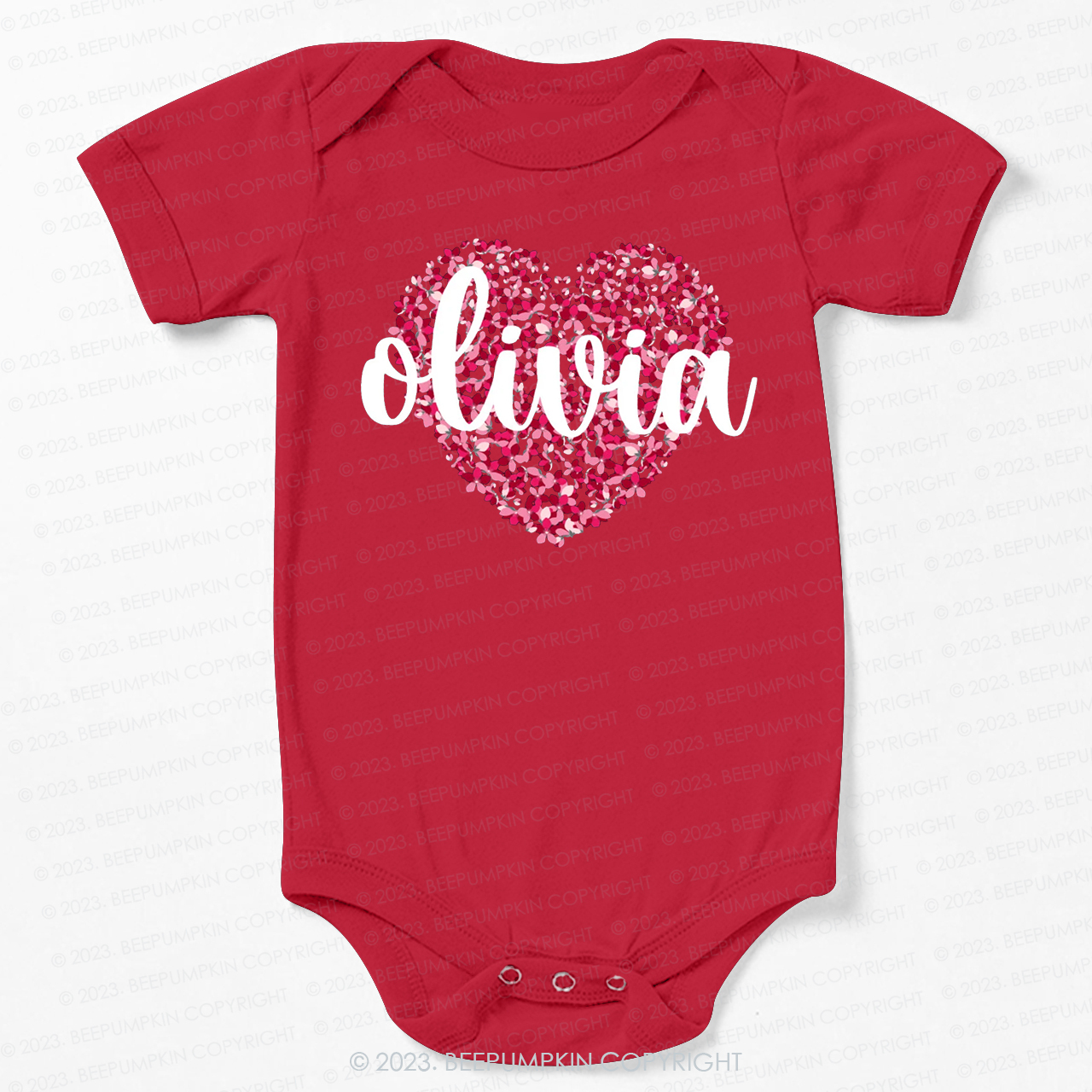 Personalized Floral Valentines Day Bodysuit For Baby