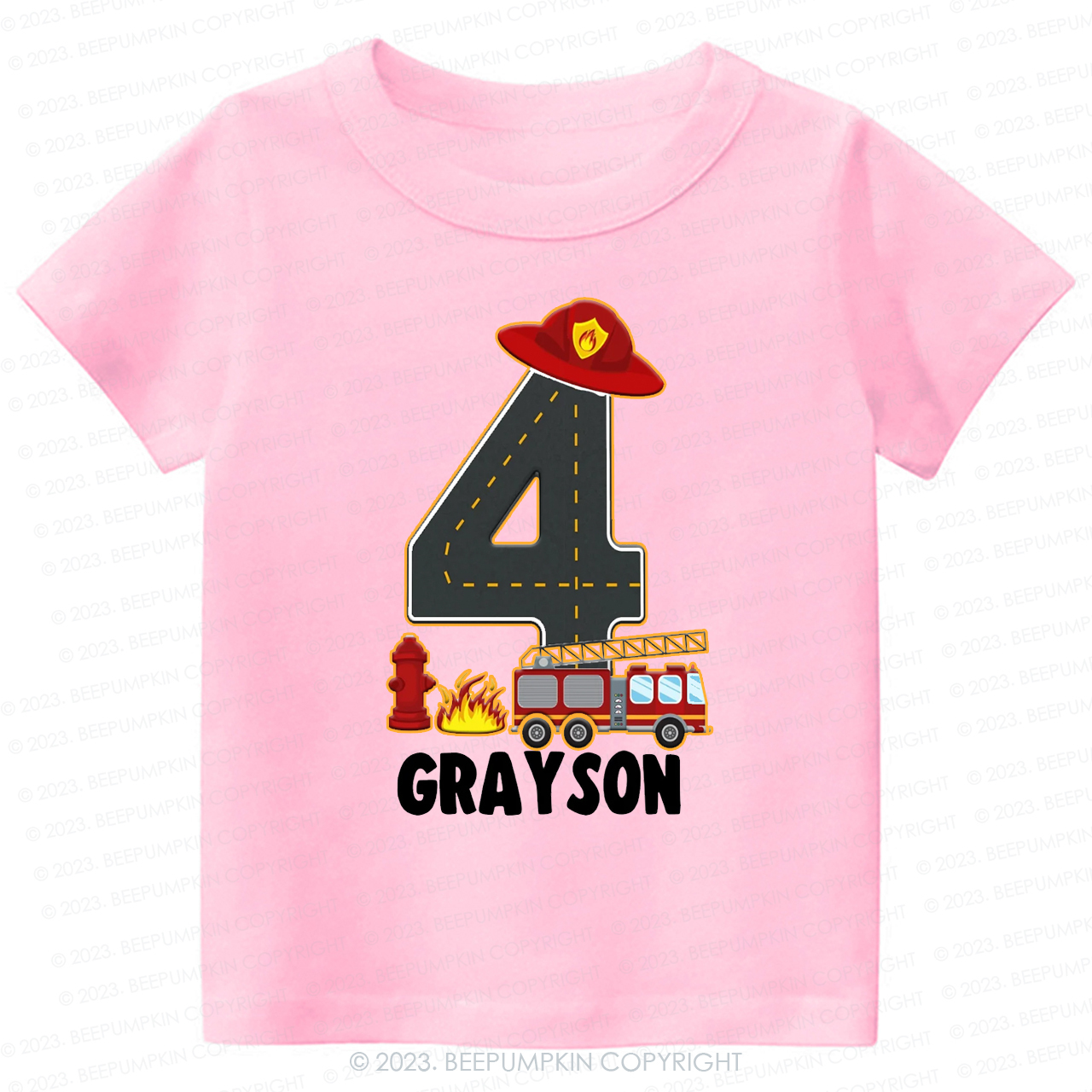 Personalized Sound the Alarm Boy's Fire Truck Birthday Kids Tees