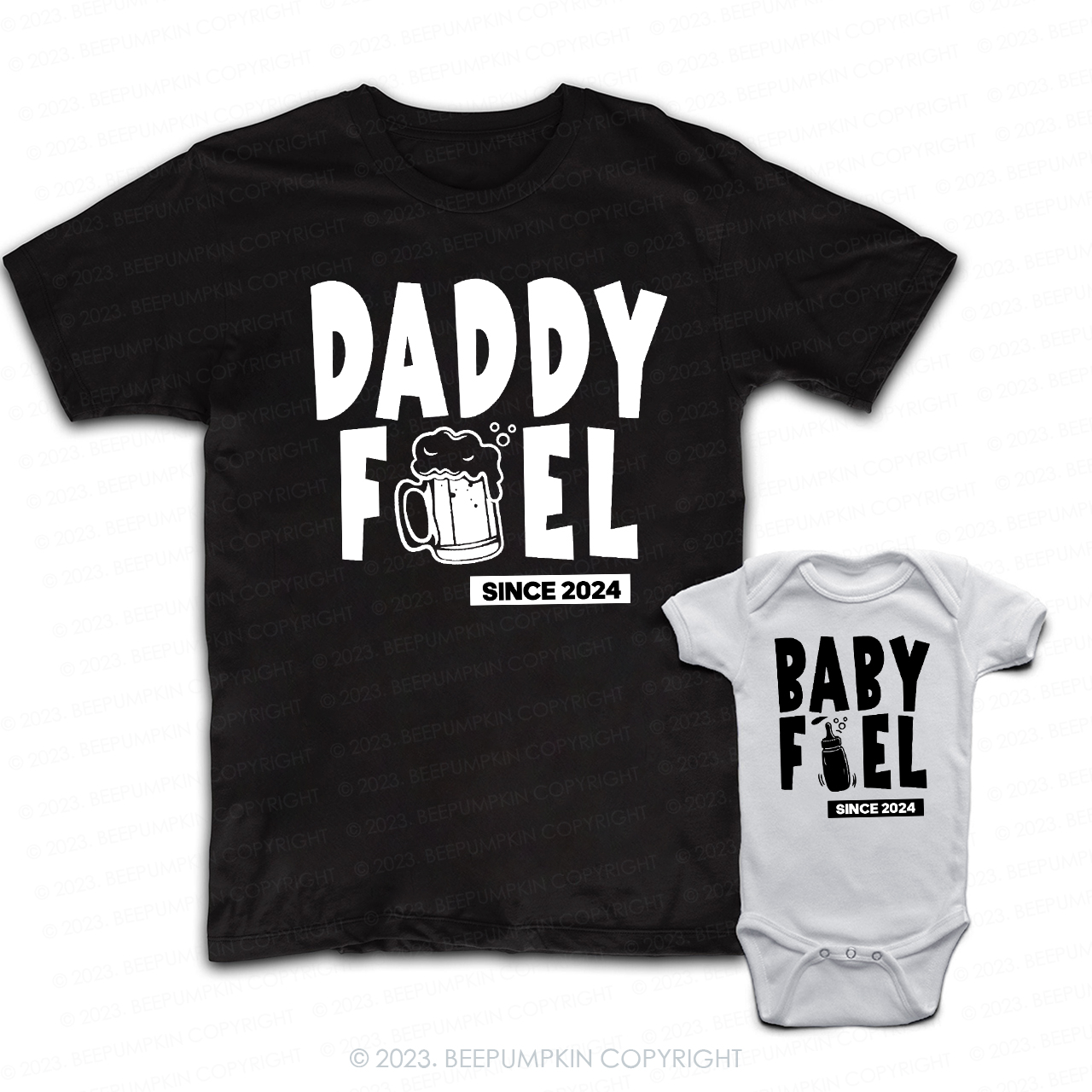 Daddy Fuel Baby Fuel Drinking Buddies Dad & Me Matching T-Shirts 