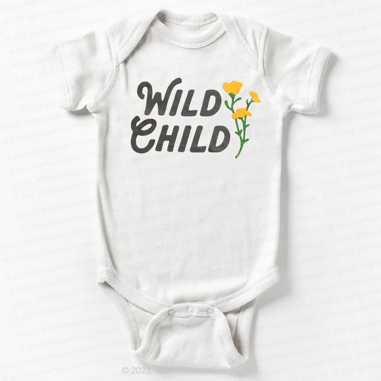 Wild Child Yellow Flowers  Bodysuit For Baby