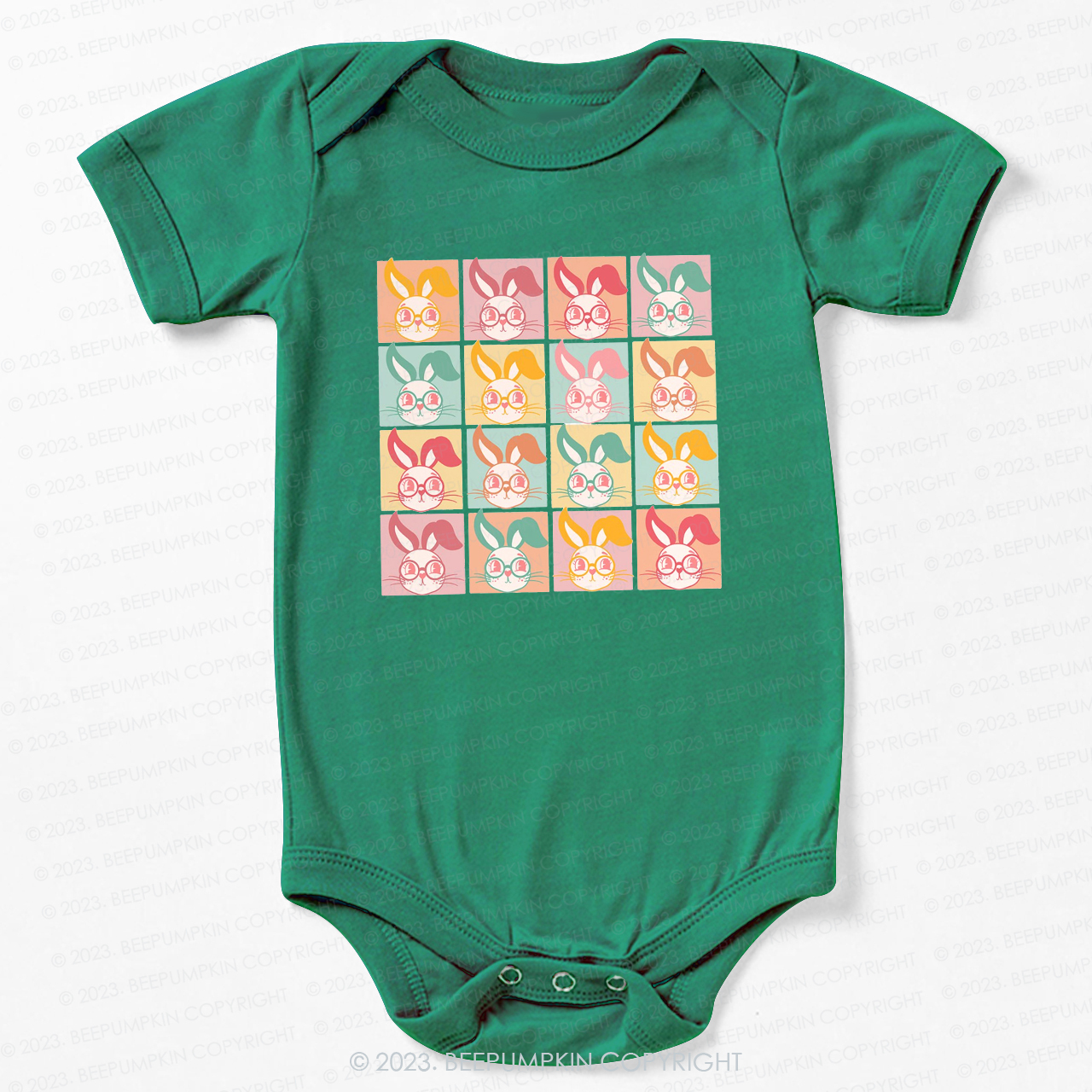 Checkered Bunny Kids Retro Bodysuit For Baby
