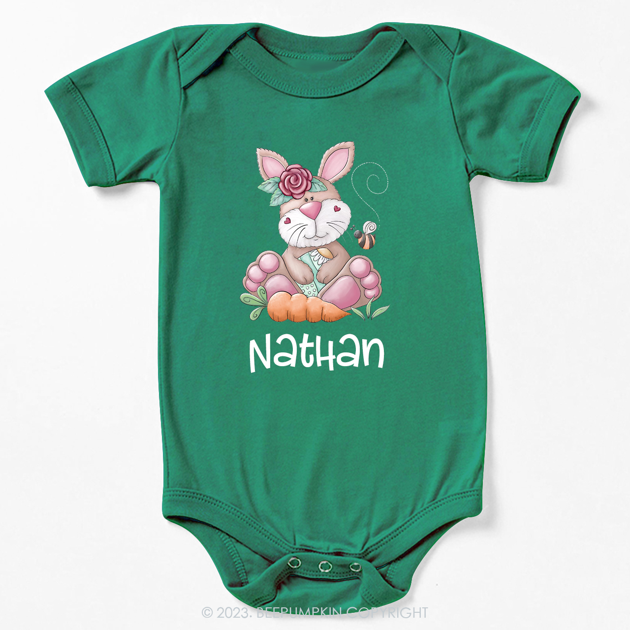 Personalized Spring Happy Bunny Easter Bodysuit For Baby