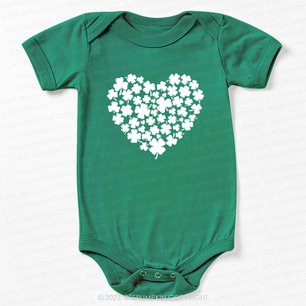 Shamrock Heart St.Patricks Day Bodysuit For Baby