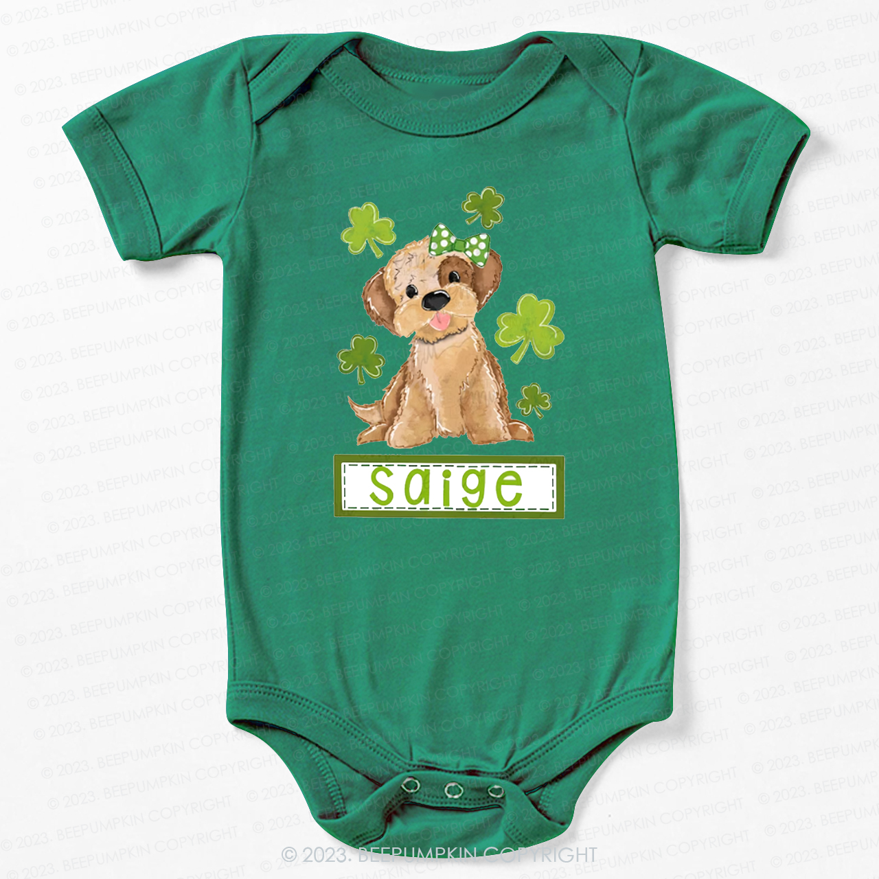Polka Dot Bow Dog St.Patricks Day Bodysuit For Baby