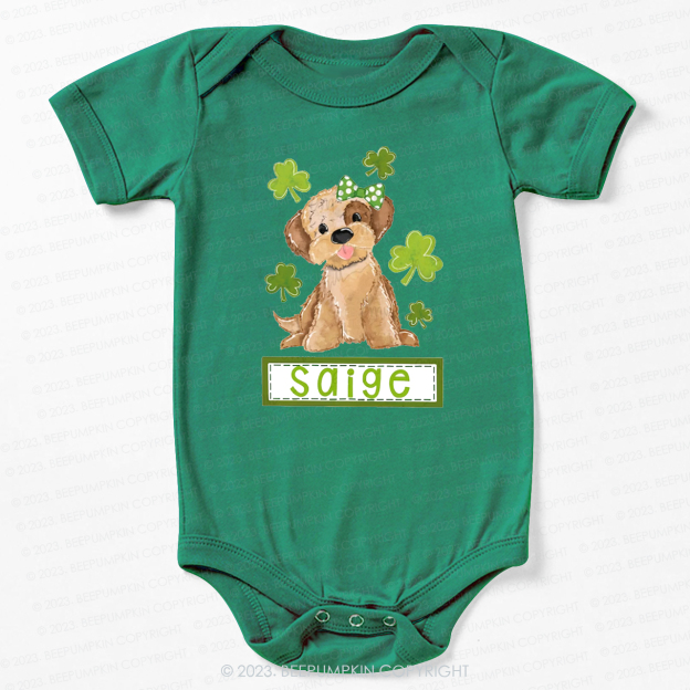 Polka Dot Bow Dog St.Patricks Day Bodysuit For Baby