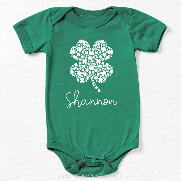 Personalized Cute Shamrock St.Patricks Day Bodysuit For Baby