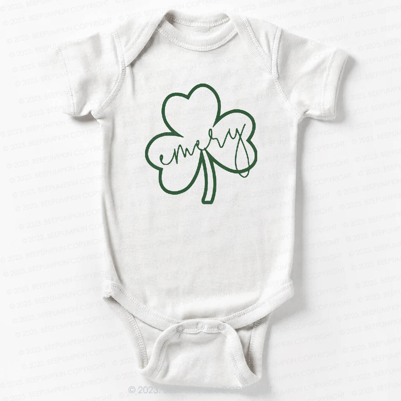 Shamrock Glitter Name St.Patricks Day Bodysuit For Baby