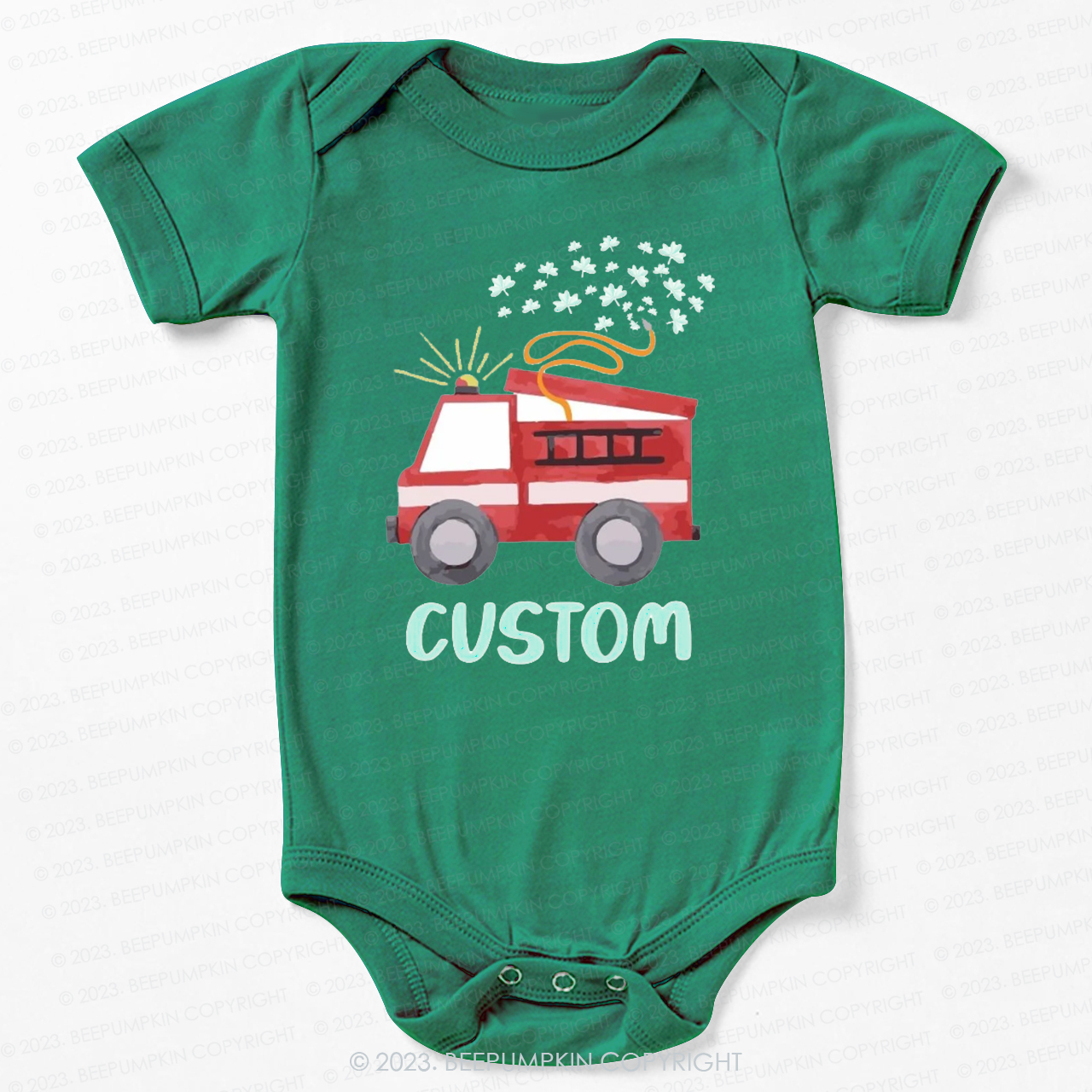 Firetruck Shamrock St.Patricks Day Bodysuit For Baby Sale-Beepumpkin™