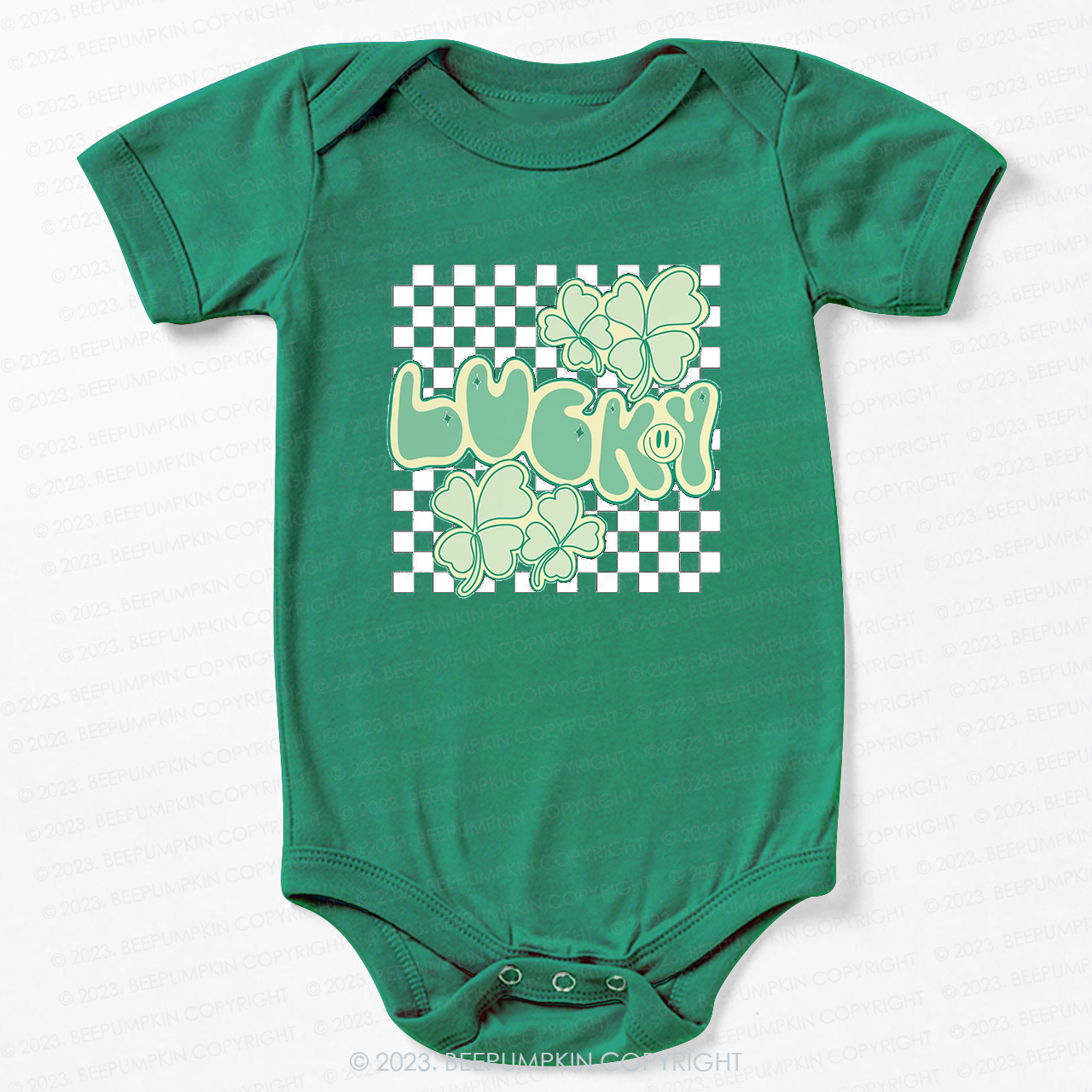 Retro Lucky Clover Leaf St.Patricks Day Bodysuit For Baby