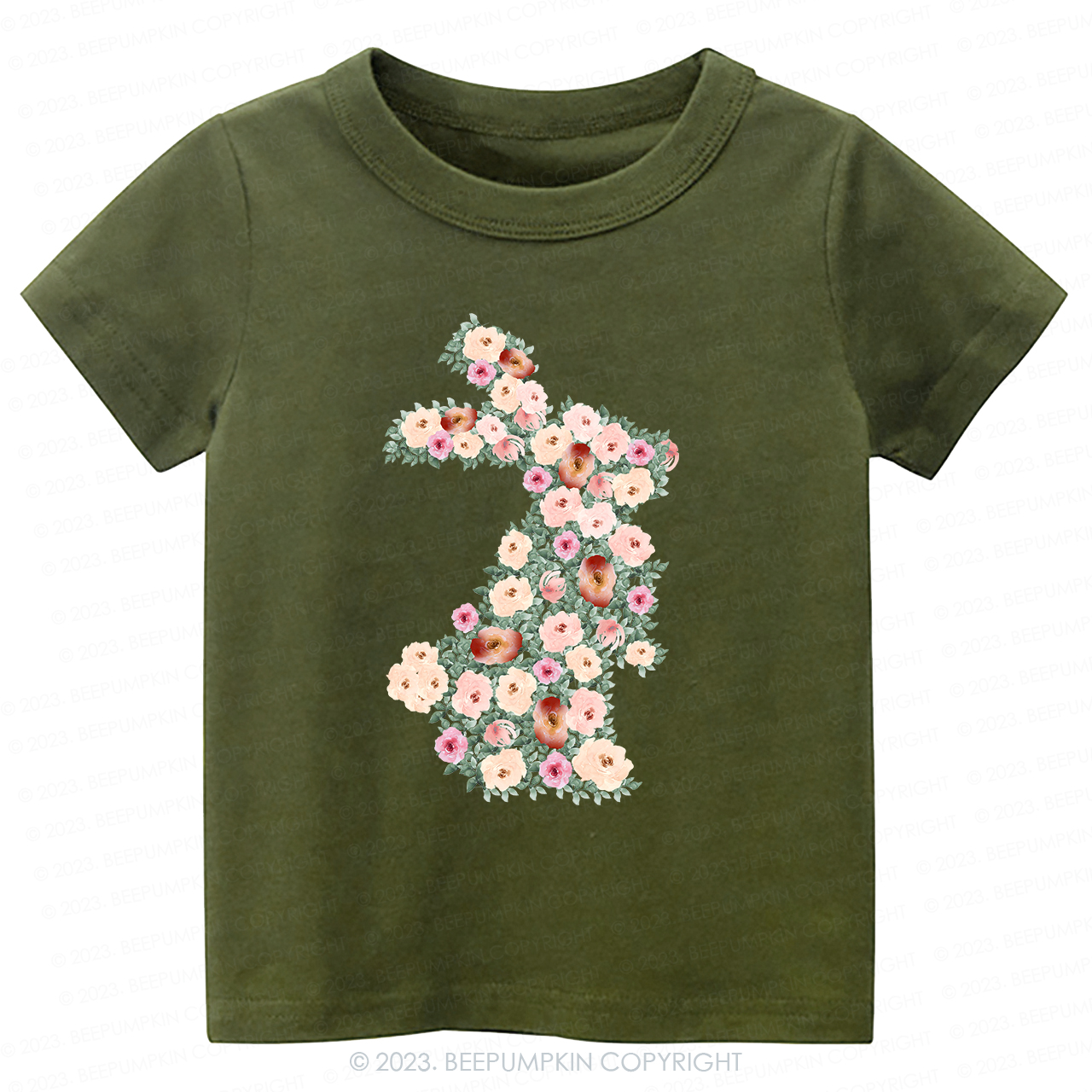 Spring Floral Bunny Easter-Toddler Tees