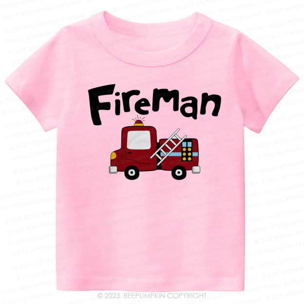 Firefighter And Fire Truck -Toddler Tees