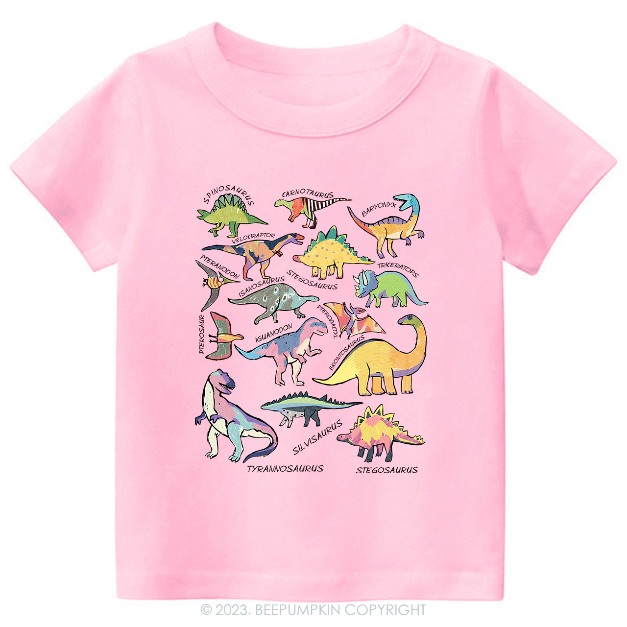 Retro Natural Toddler T-shirt - Types of Dinosaurs