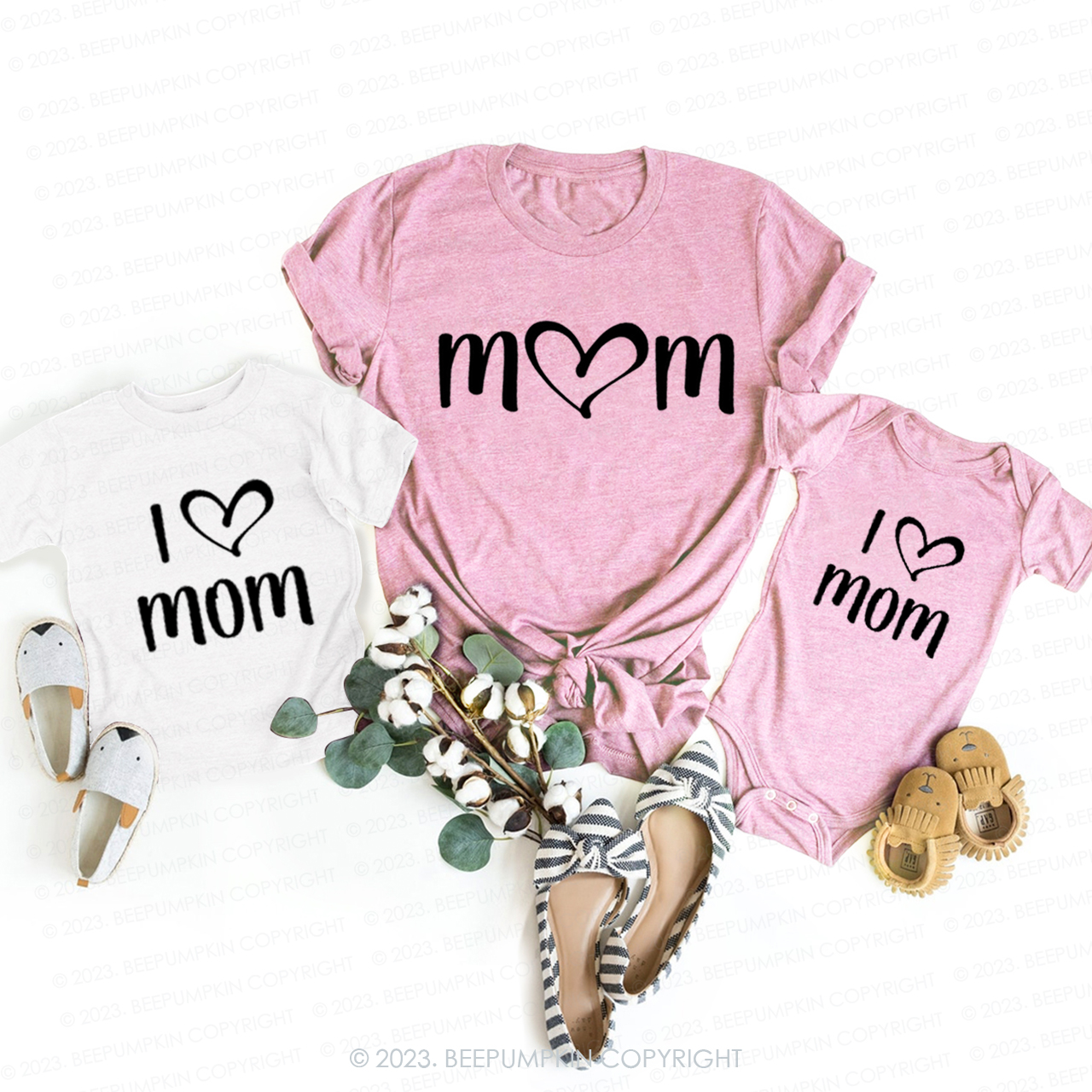 I Love Mom Matching T-Shirts For Mom&Me