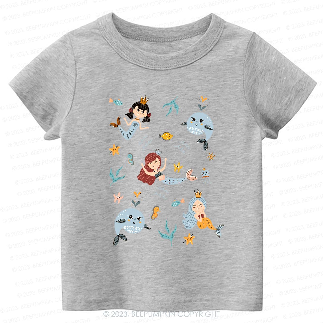 Cute Mermaid Girl Beach Kids Shirt