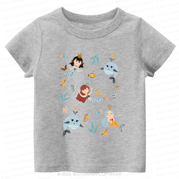 Cute Mermaid Girl Beach Kids Shirt