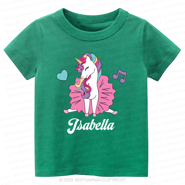 Unicorn Music Custom Name Kids Shirt
