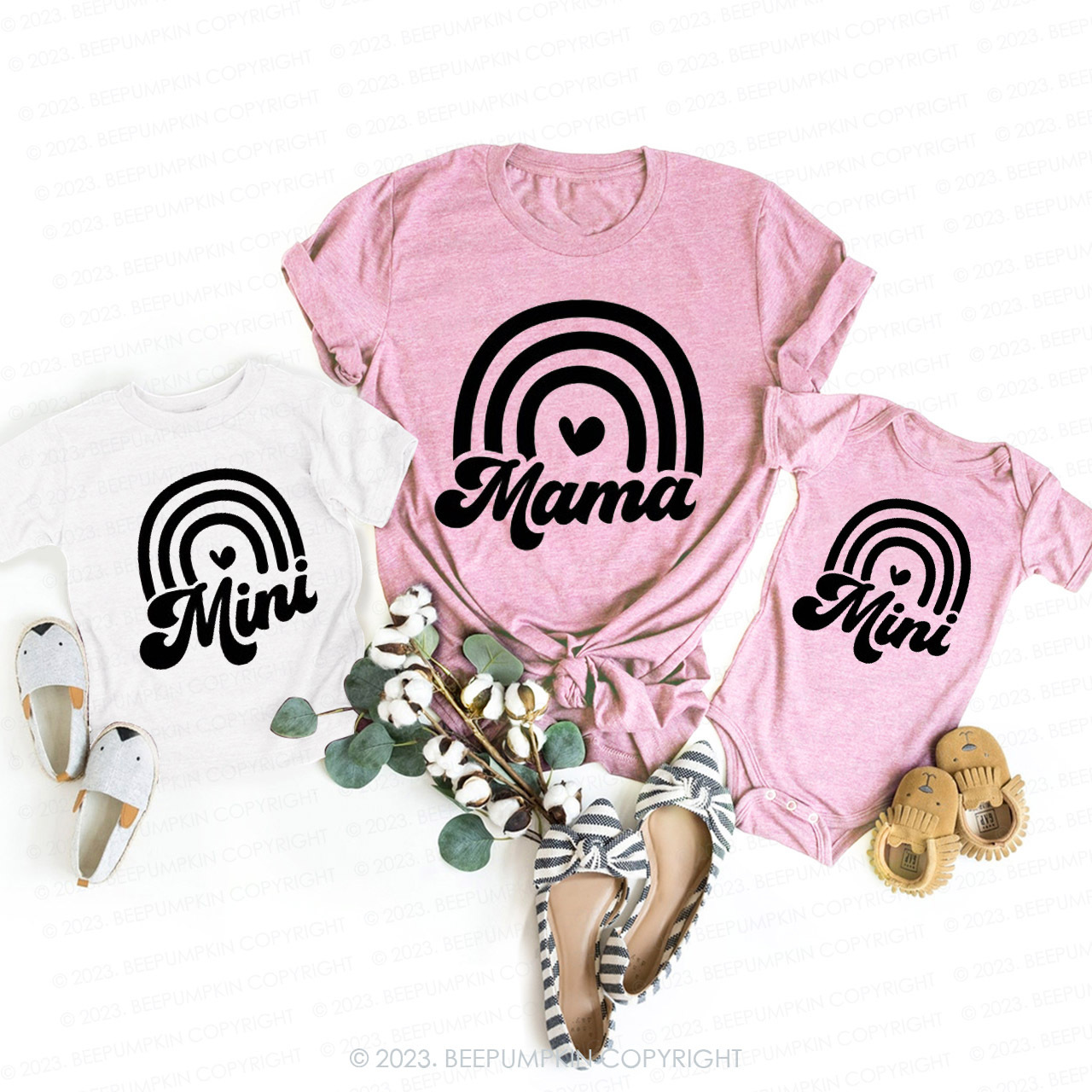 Rainbow Hearts Mama Mini T-Shirts For Mom&Me