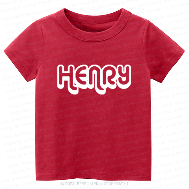 Retro Custom Name Toddler Shirt - Personalized Natural Kids Tees