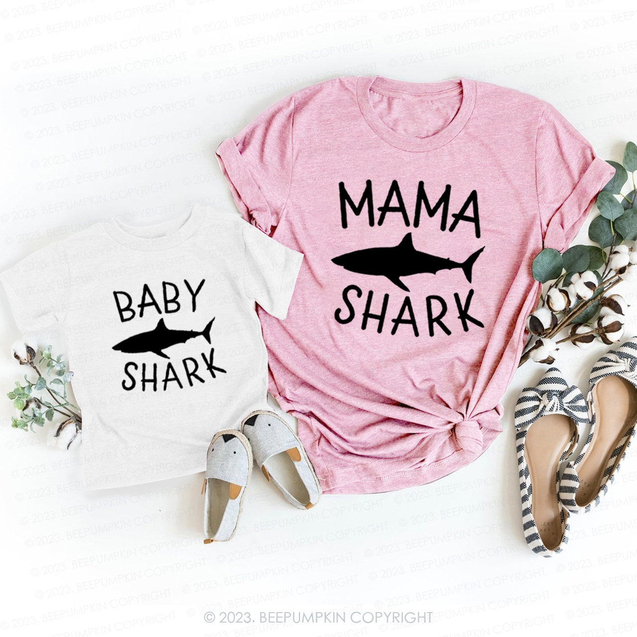 Mama Shark Baby Shark T-Shirts For Mom&Me
