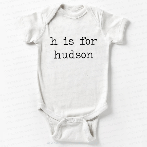 Personalized Vintage Letter Is For Name Bodysuit For Baby