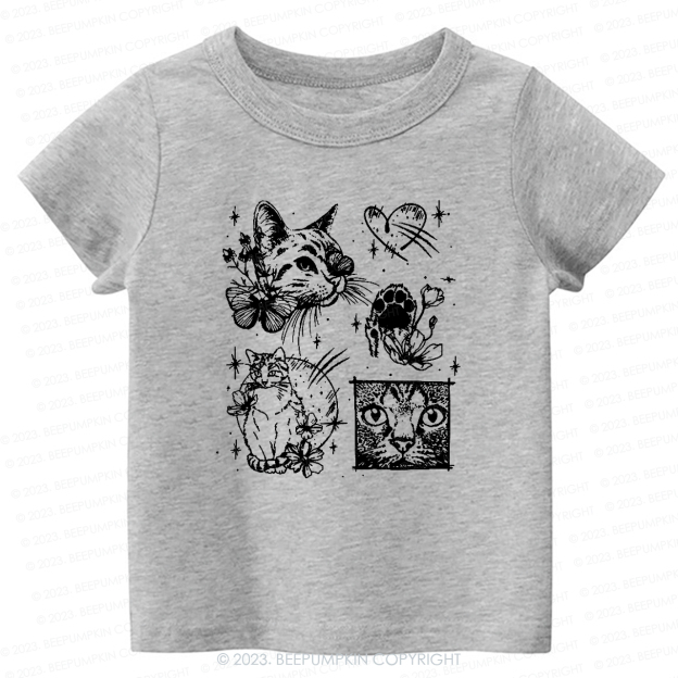 Cats Outlined Kids Retro T-Shirt